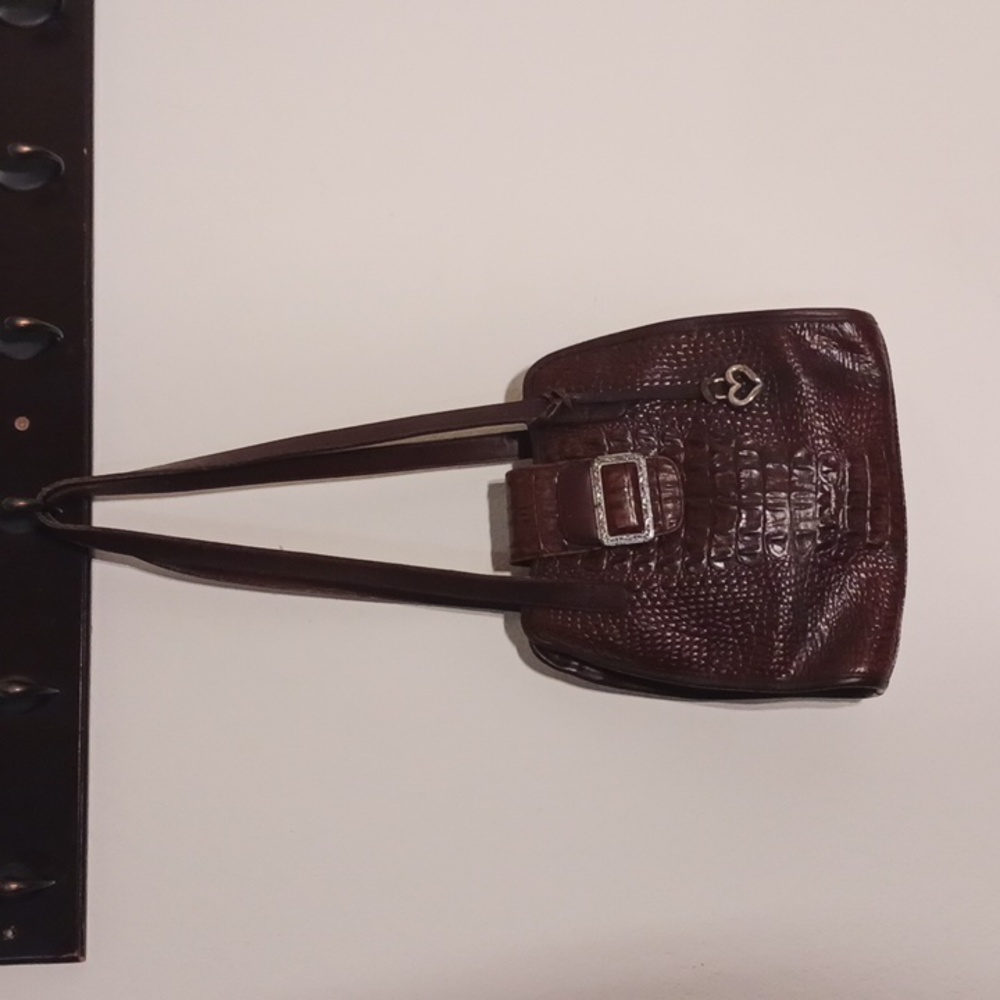 Brighton Brown Crocco Embossed leather shoulder bag